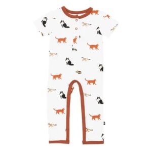 Kyte Baby Short Sleeve Romper in Cat, 12-18m